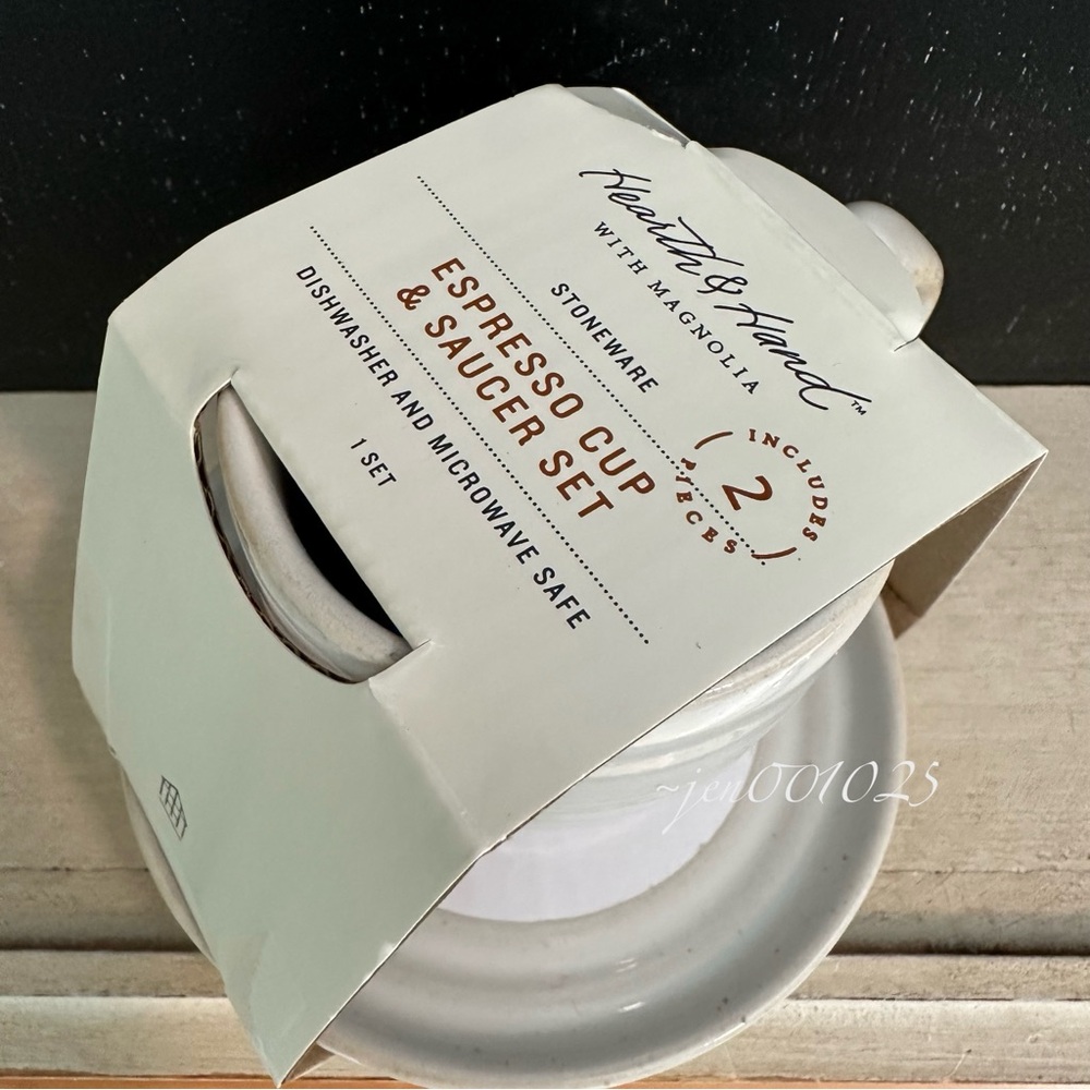 Hearth & Hand Valentine’s Day Heart Imprint 4oz Stoneware Espresso Cup & Saucer - Picture 6 of 7
